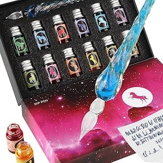GC QUILL Glass Dip Pen Set,Calligraphy Pen,Crystal Signature Pen for Art, Writing, Signatures -Decoration and Business Gift GCGP-06