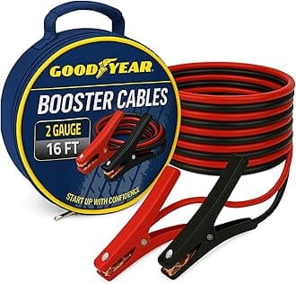GOODYEAR Heavy Duty Jumper Cables for Car Battery – 2 Gauge 16 ft Booster Cables with Carrying Case for Cars, Trucks, SUVs, Emergency Roadside Kit