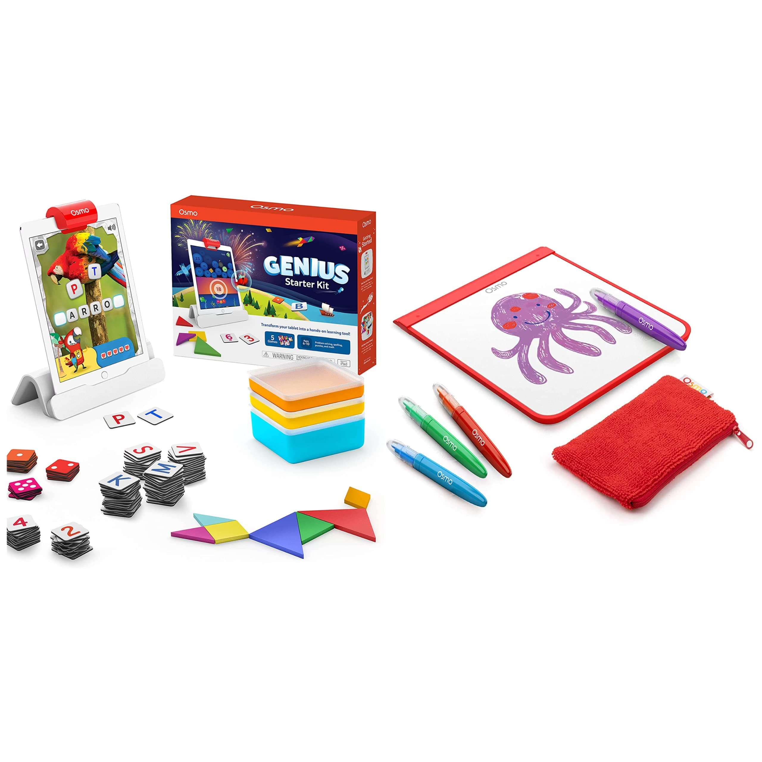 Osmo - Genius Starter Kit & Monster Game for iPad - Ages 5-12 - Math, Spelling, Creativity & Bring Monsters to Life - 6 Learning Games (iPad Base Included - Amazon Exclusive)