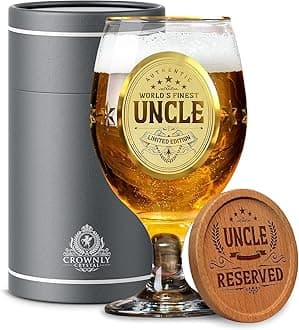 Gold Gifts for Uncle Personalised Beer Glass Birthday Gifts from Nephew and Niece Beer Glasses