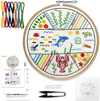 Embroiderymaterial Starter Kit Embroidery Set with Pattern Digital Printed Cloth Fabric Instructions Papers Thread Hoop Needle