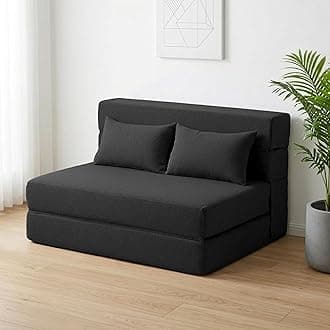 Folding Sofa Bed with Pillows- Convertible Chair Floor Couch & Sleeping Mattress, Foldable Memory Foam Sleeper for Living Room/Dorm/Guest Room/Home Office/Apartment/Loft, Twin, Dark Gray