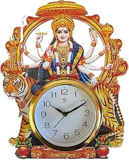 Devotional Durga Maa Designer Stone Decorative Big Wall Clock for Home/Office (1)