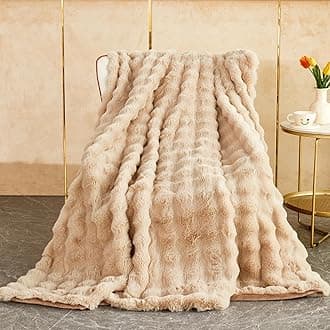 Soft Fluffy Blanket - Fuzzy Throw Blanket for Couch, Plush Rabbit Faux Fur Blanket, Cute Cozy Blankets for Women, Thick Warm Bubble Blankets for Bed Sofa Bedroom Living Room - 39" x 63" Small