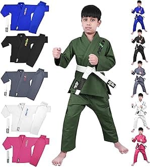 POZTEVKids Brazilian Jiu Jitsu Gi For Kids BJJ Gi Youth Grappling Kimonos Preshrunk Lightweight Martial Arts Uniform