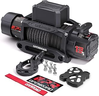 OPENROAD 13000 lb Winch,12V Electric Winch with 3/8"×85' Synthetic Rope-Panther Series 2S Plus,2×Wireless Winch,IP67 Waterproof Rating Compatible with 12,000 lbs Winch for Truck,Jeep and More