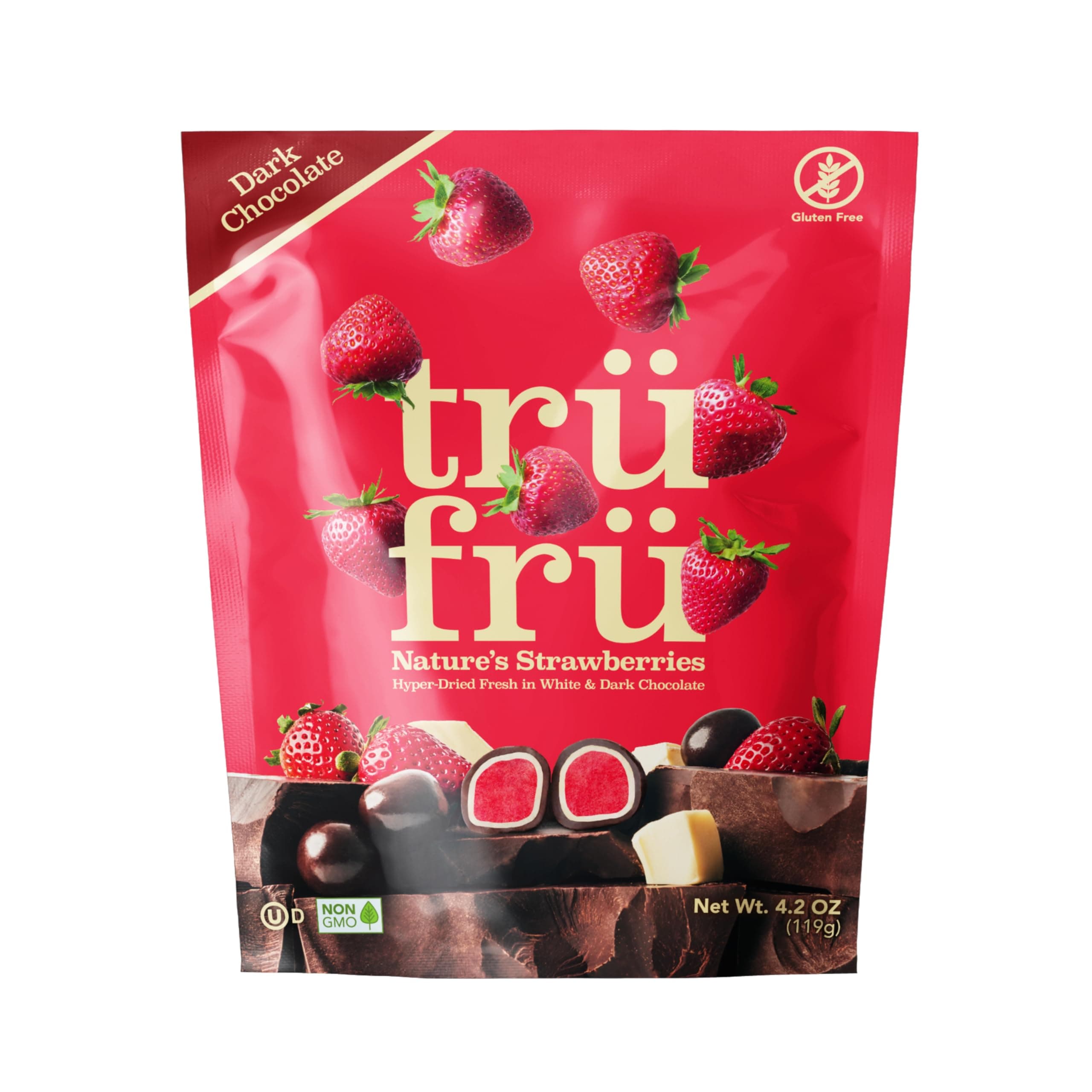 Nature's Strawberries Hyper-Dried Fresh in Dark Chocolate, 4.2 Ounce Bag
