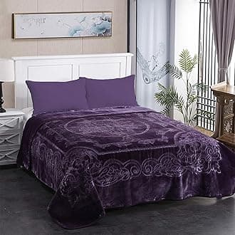 MERRY HOME JML Fleece Blanket King Size, Heavy Korean Mink Blanket 85 X 95 Inches- 9 Lbs, Single Ply, Soft and Warm, Thick Raschel Printed Mink Blanket for Autumn,Winter,Bed,Home,Gifts, (Purple)