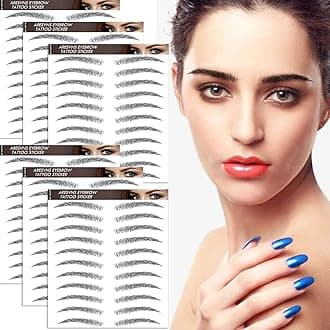 Aresvns 6D Eyebrows Tattoo 66 Pairs,Newly Improved Black Good Looking Eyebrow Tattoo Sticker,Realistic Fake Eyebrows,Suitable Size,Tattoo Eyebrow Waterproof and Long-Lasting 3-5 Days Christmas Gift