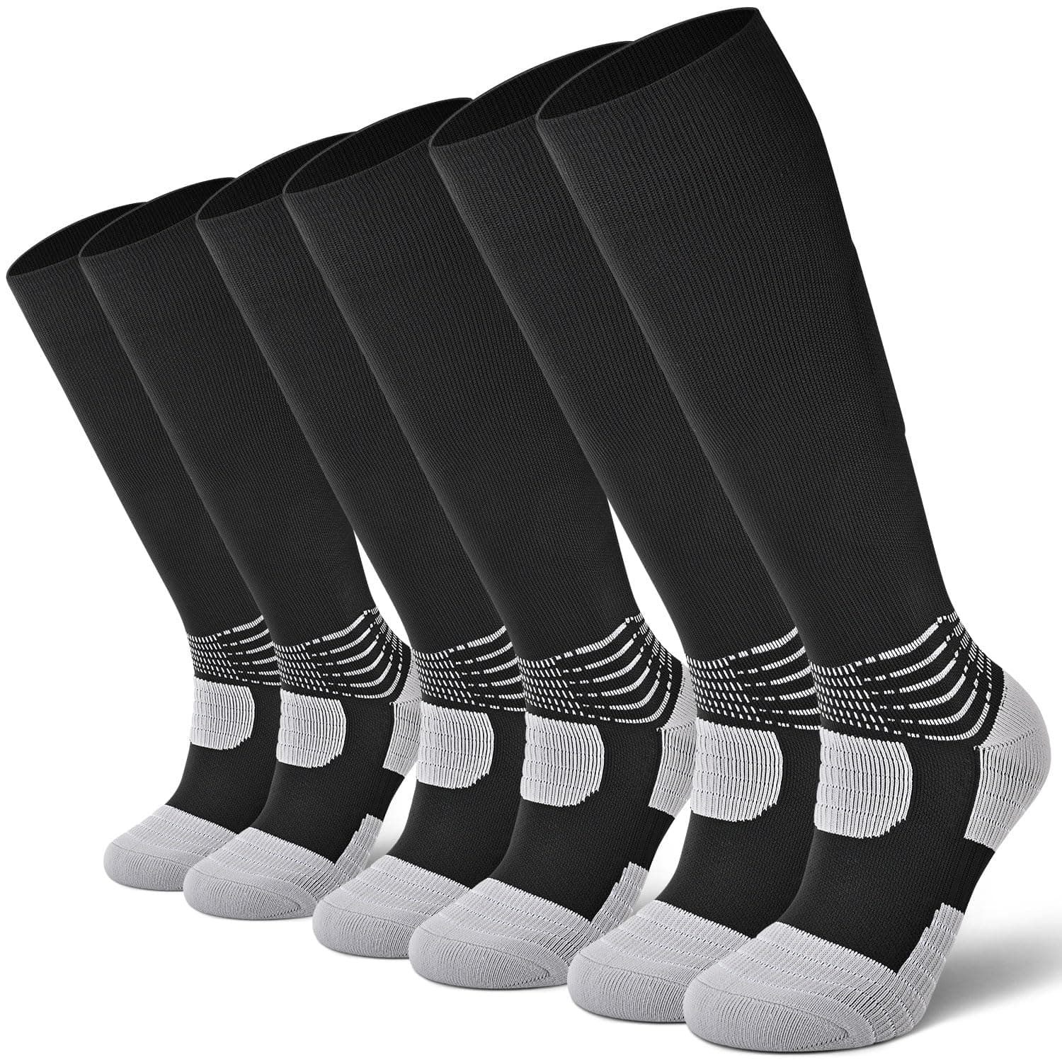 IRAMYCompressive Soccer Socks Ankle Compression Support Coolmax Wicking Anti-Slip Football Baseball Softball 1/2/3 Packs