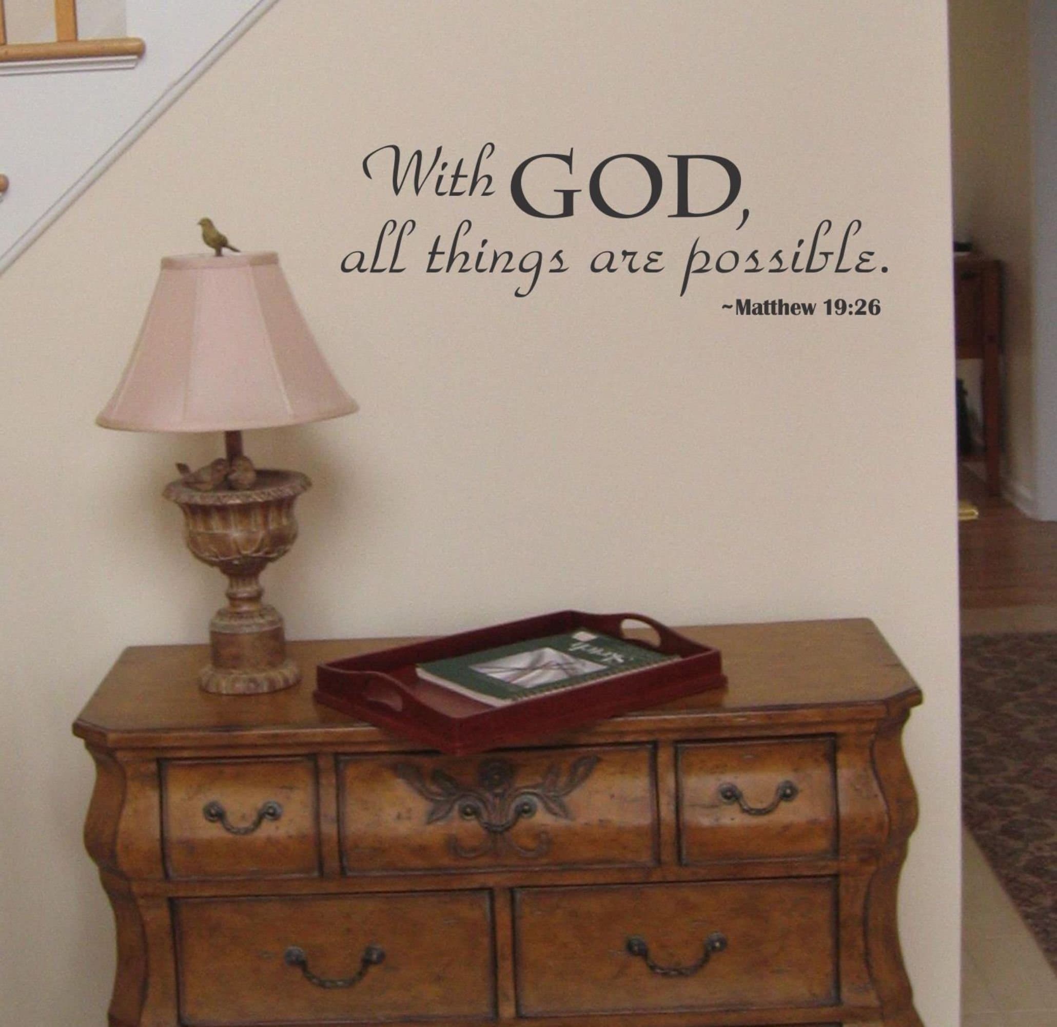 with God All Things are Possible Religious Wall Decal Sticker