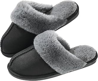Parlovable Women's Fuzzy Slippers Memory Foam Fluffy Winter House Shoes Suede Faux Fur Slippers Indoor Outdoor