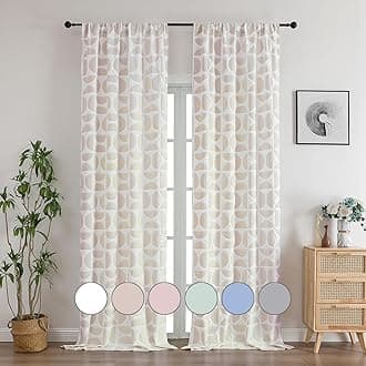 Aiyufeng Taupe Long Curtains 96 Inches Long 2 Panels Set, Soft Airy Light Filtering 3D Embossed Textured Living Room Curtains, Modern Rod Pocket Curtains for Bedroom, 38" Wx96 L Inch