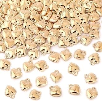 120 Pcs Heart Charms, Gold Valentines Day Charms for Jewelry Making, Romantic Love Heart Shape Pendants Charm for Valentine's Day Gifts DIY Bracelet Necklace Earrings Making Crafts