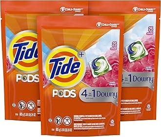 Tide PODS with Downy, Liquid Laundry Detergent Pacs, April Fresh, 3 Bag Value Pack, 75 count