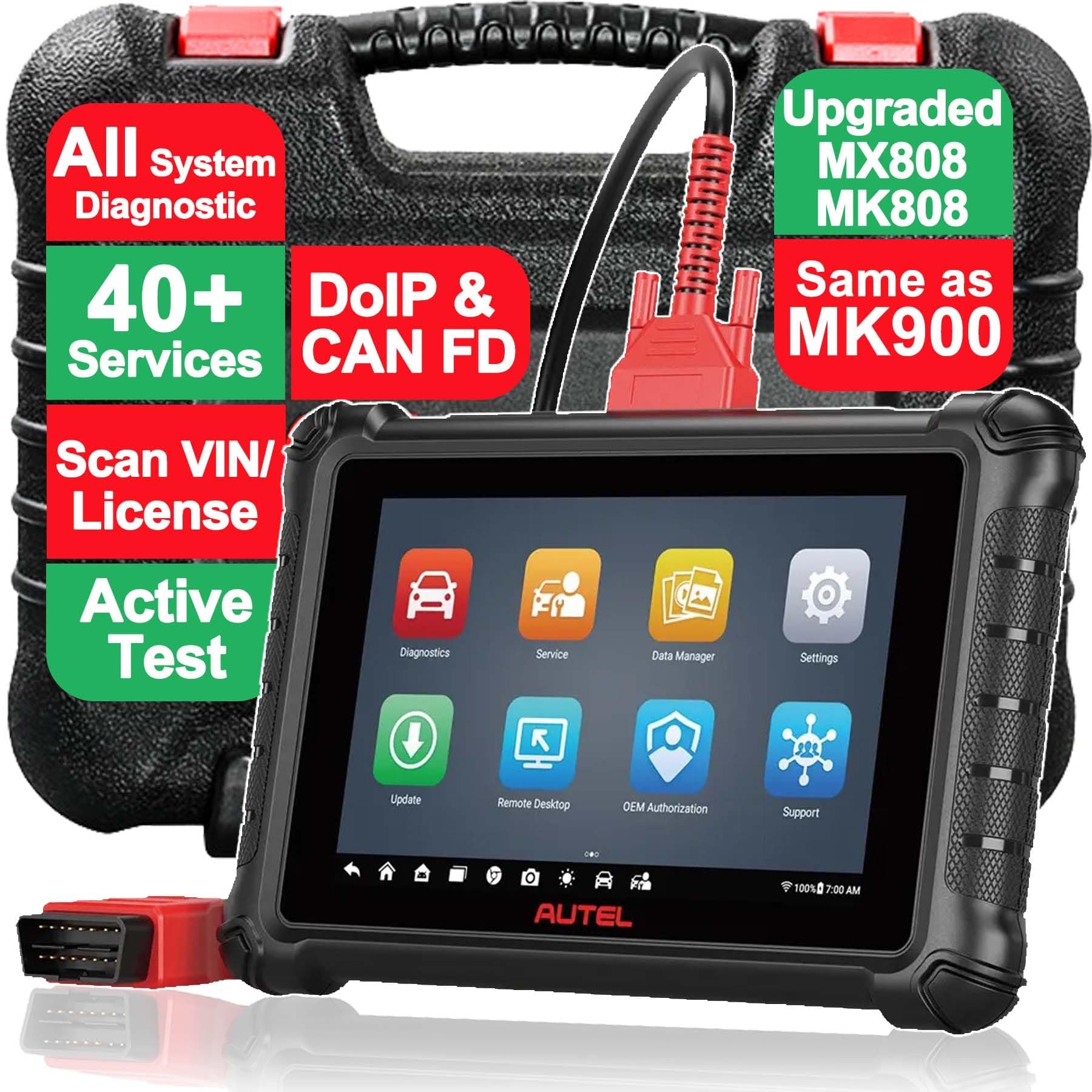 Autel Scan Tool MX900 MK900 OBD2 All System Diagnostic Scanner, Same as MK900BT, Upgraded MK808S MK808BT MX808 MX808S MK808Z, Bi Directional, 40+ Service, DoIP/CAN FD, 3000+ Active Tests, FCA SGW