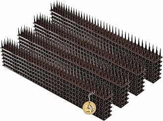 Plastic Bird Spikes, 51 x 4 x 3 cm, Wall Spikes, Fence Tops Spikes, Pigeon Repellent, Deterrent for Birds, Cats, Anti Climb Spikes, Squirrel Repellent (24, Brown)