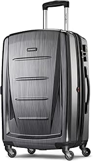 Samsonite Unisex-Adult Winfield 2 Hardside Luggage With Spinner Wheels, Charcoal, Checked-Medium 24-Inch, Winfield 2 Hardside Luggage With Spinner Wheels