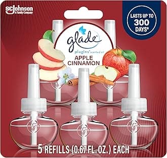 Glade PlugIns Scented Oil Refill Apple Cinnamon, Essential Oil Infused Wall Plug in, 3.35 FL OZ, Pack of 5