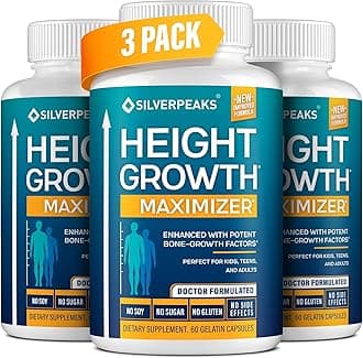 SILVERPEAKS Growth Capsules to Grow Taller - Height Growth Maximizer with Calcium for Bone Strength - Made in USA - Natural Get Taller Supplement - Free of Growth Hormone - Pack of 3