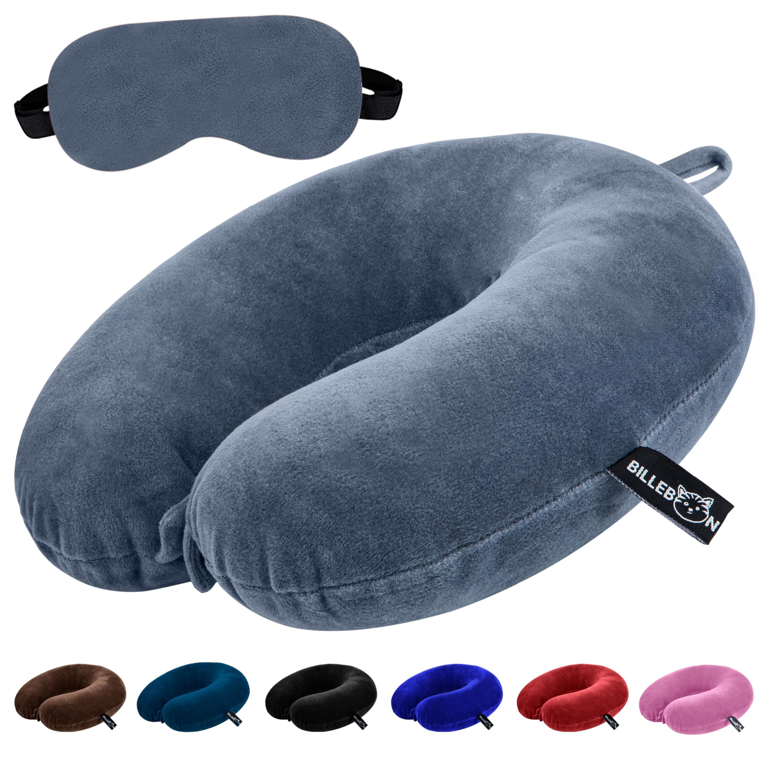 Billebon Premium Neck Pillow for Travelling Airplane Travel Pillow Comfortable Head Rest Neck Holder Pillow (Grey) (Grey Neck Pillow with Eye Mask)