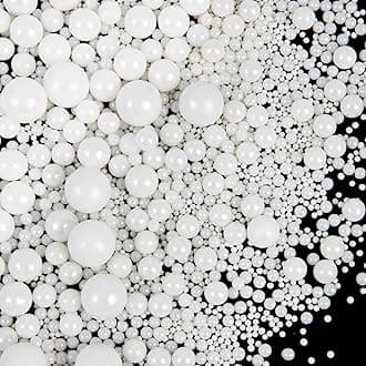Sprinkles, White Pearl Sprinkles, 130g/4.6oz Edible Pearls for Cake Decorating, Sugar Pearls Candy Baking Decorations, Cupcake Cookie Ice Cream Toppings, Wedding Party Supplies