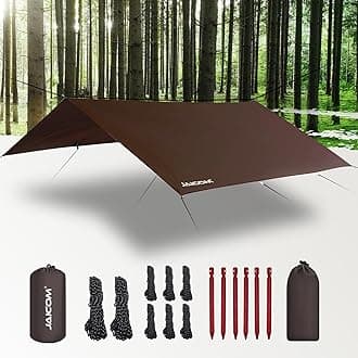 Waterproof Camping Tarp - 10X10ft Hammock Rain Fly, Ultralight & Portable & UV Protection Backpacking Tarp, Multifunctional for Outdoor Adventure, Hiking, Tent, Hammock