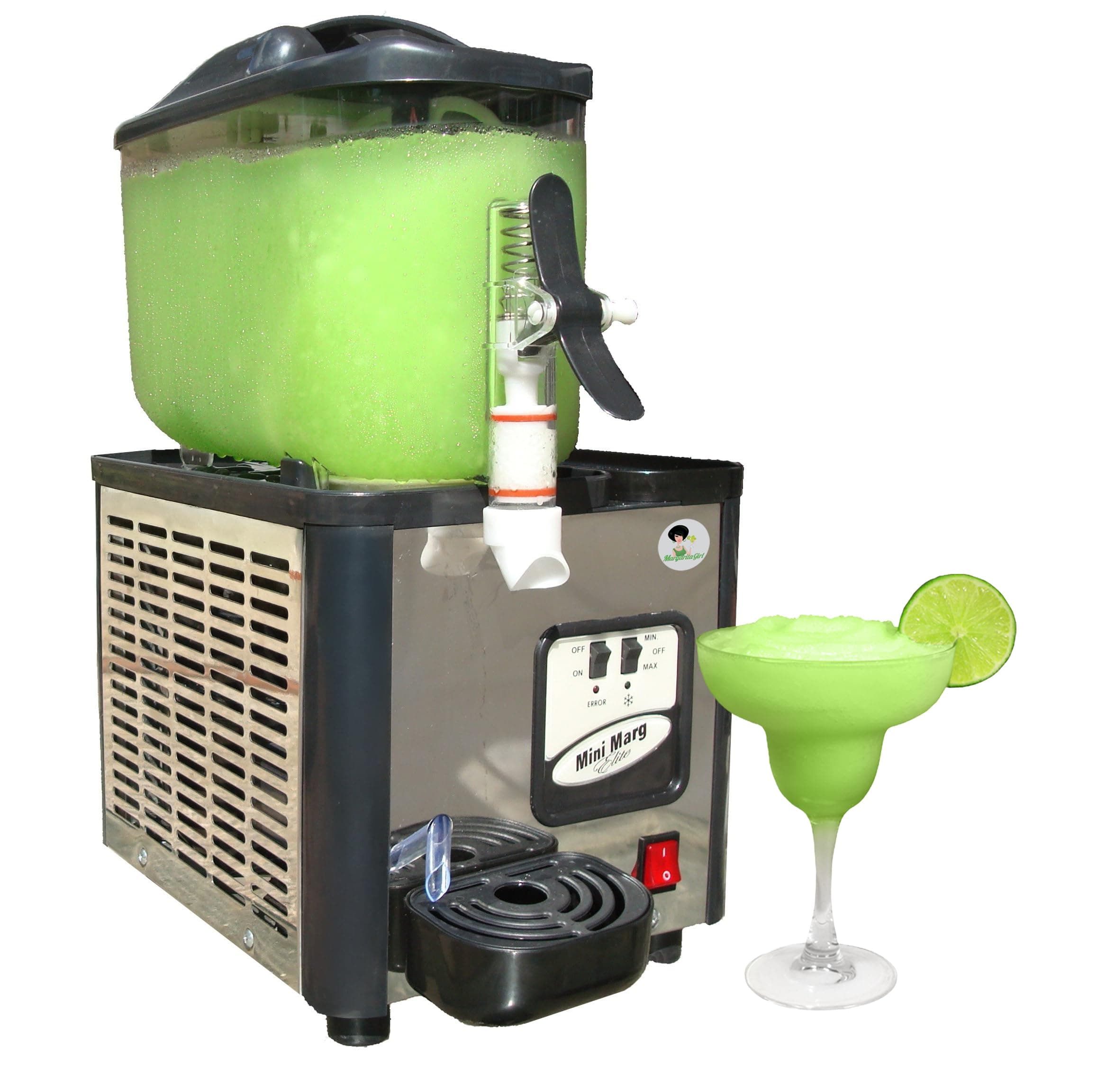 Single-Bowl Mini Size Frozen Slushy Drink Machine - Versatile High-Capacity Model Features a 1.6 Gal / 200 Oz Tank - Makes 25 Cups of Resort-Style Margaritas, Daiquiris, Piña Coladas