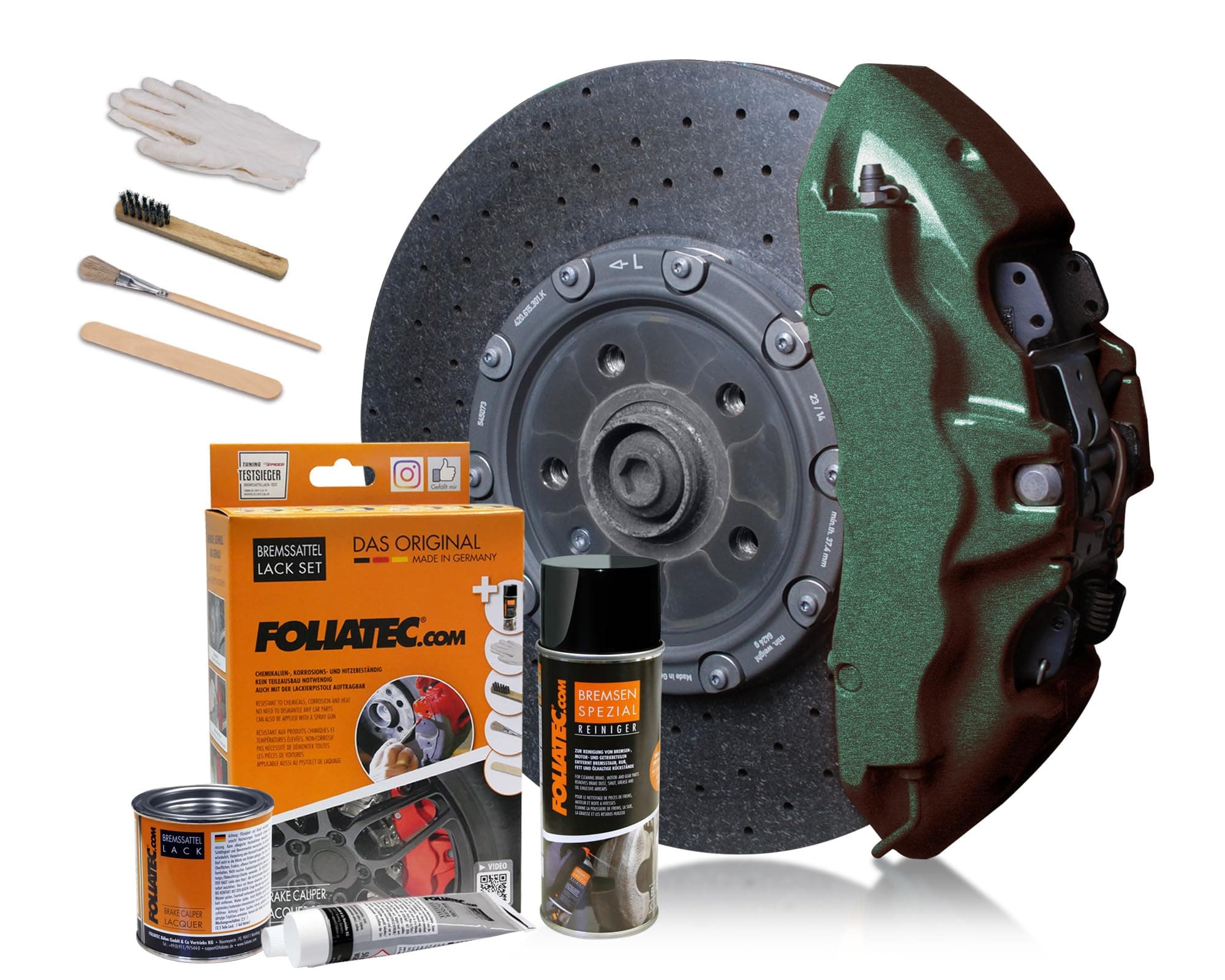Foliatec Brake Caliper Lacquer Set - green hell metallic - 3 Components