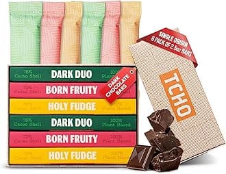 TCHO Chocolate Gift Box - Single Origin, Vegan, Oat Milk Chocolate Bars - 6 Pack of 2.5oz Bars - 100% Plant Based, Zero Dairy