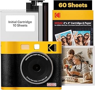 Mini Shot 4 ERA 4PASS 2-in-1 Instant Camera and Photo Printer (4x4) (Camera + 68 Sheets, Yellow)