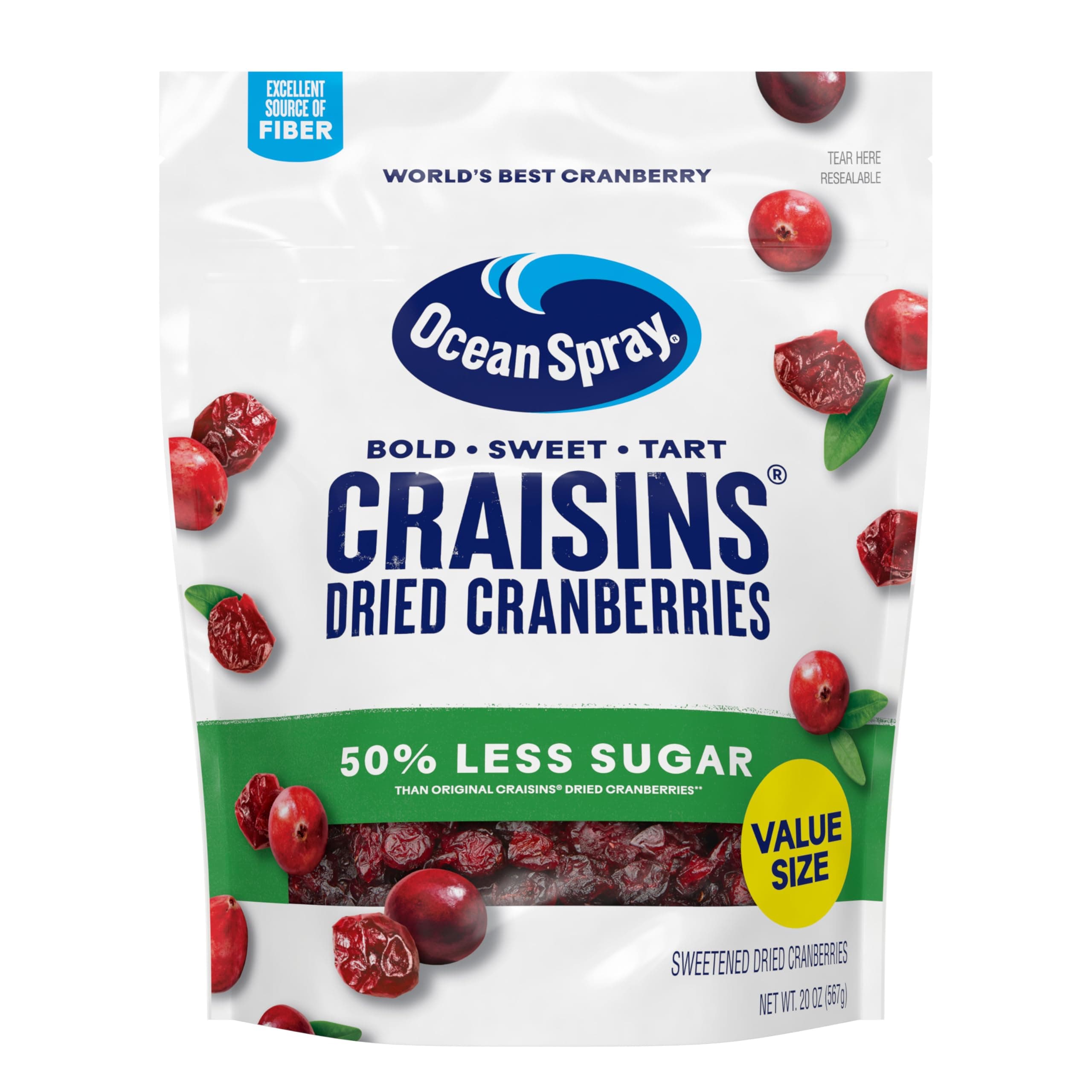 Craisins Dried Cranberries, Reduced Sugar, 567g