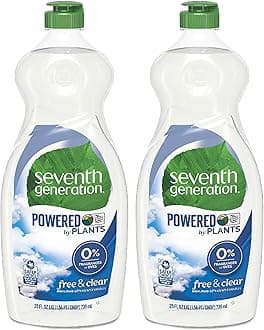 Seventh Generation Dish Liquid, Free & Clear, 25 oz, 2 pk