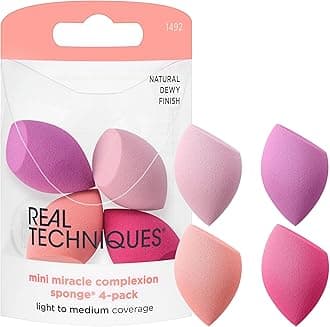 Mini Miracle Complexion Sponge 4 Pack, Small Makeup Blending Sponges, For Foundation & Concealer, Mini Size for Under Eyes & Touch-Ups, Travel Friendly, Natural Makeup, Latex-Free