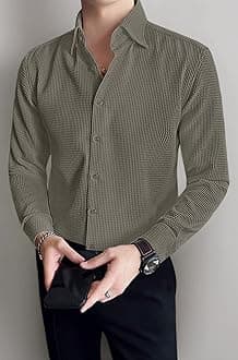 Men's Formal Button Down Shirt – Slim Fit Shirt's for Men | Textured Long Sleeve Polycotton| Business & Meeting Ready (Available in Plus Size)