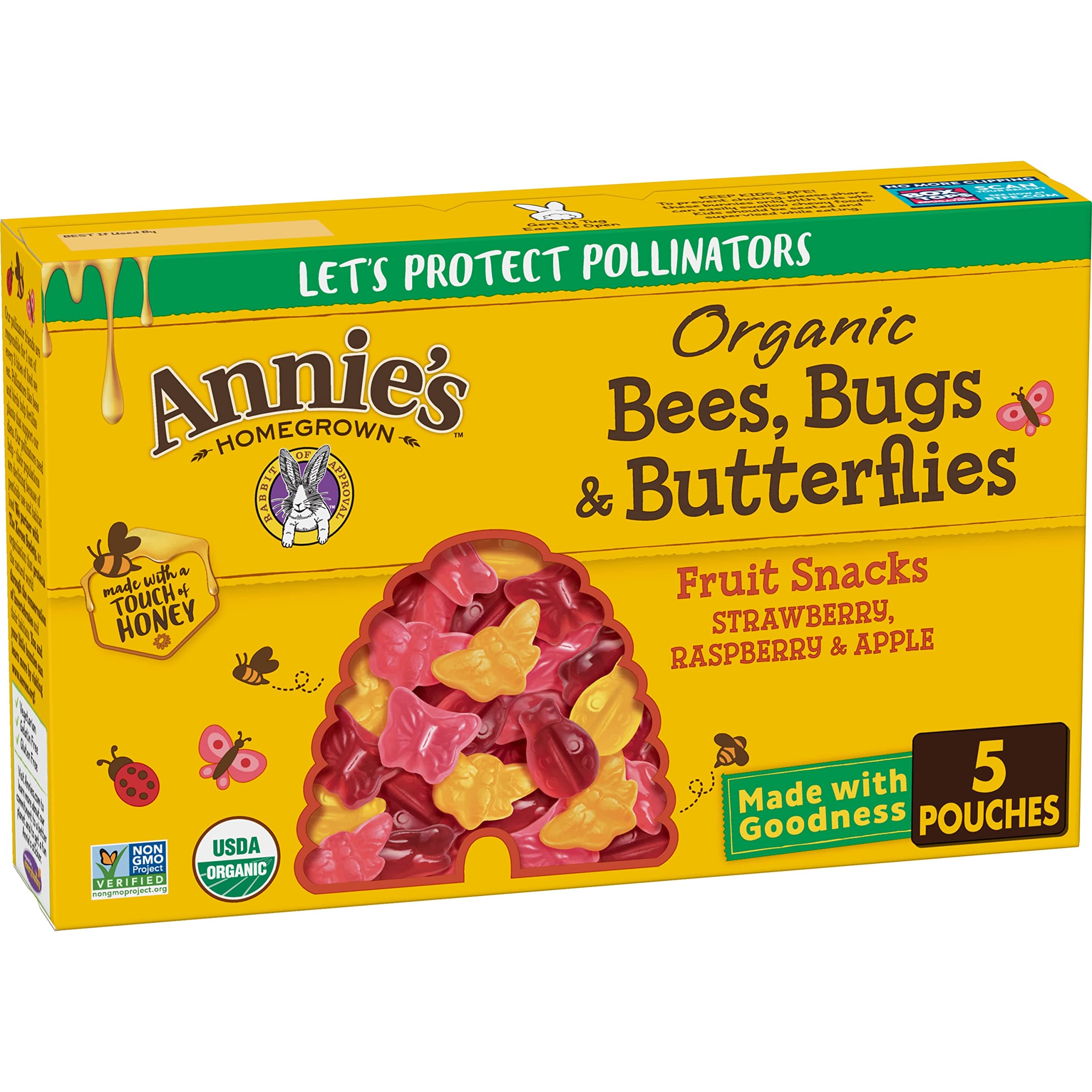 Homegrown Bees Bugs, & Butterflies Fruit Snacks, 4 oz