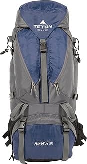 Teton Hiker 3700 Ultralight Internal Frame High-Performance Backpack for Hiking, Camping, Travel, and Outdoor Activities; 60L, Navy