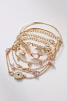 Latest Stylish Multilayer Gold Plated Bangle Bracelet for Women and Girls (rr14669b) Set of 6