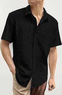 GRECIILOOKS Men's Polycotton Shirt |Stylish Casual Regular Fit Shirts | Textured Half Sleeve | Slim Fit | Business & Meeting Ready (Available in Plus Size)