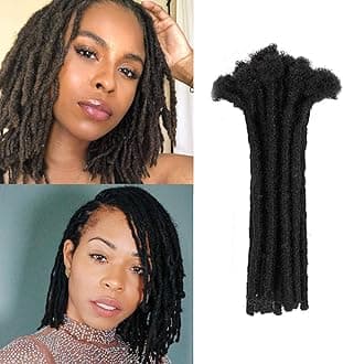 Permanent Loc Extensions Human Hair, WacanDan Full Head Dreadlock Extensions Human Hair Dyeable Dreadlock for Women/Men Human Locs Extensions Natural Black 0.24inch Width (8 inch,10Strands)