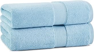 Aston & Arden Egyptian Bath Towels - (Pack of 2) Oversized Ultra Soft Thick & Absorbent, 100% Ringspun Egyptian Cotton Bathroom Towel for Spa, Hotel, 600 GSM, 30 x 54 in, Blue