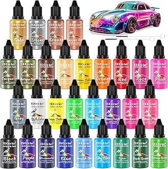 Airbrush Paint Set - 30 Colors Ready to Spray Airbrush Kit with 2 Cleaning Brush, Water Based Acrylic Air Brush Paint for Metal, Plastic Models, Artists - 0.7fl oz