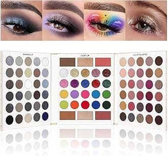UCANBE Eyeshadow Makeup Palette 86 Colors, Matte Black Grey Silver Smokey Goth Eye Shadows+Chunky Pressed Glitters+Bright Colorful Neon Shades+Rosy Rusty Neutrals for Every Day & Halloween Make Up