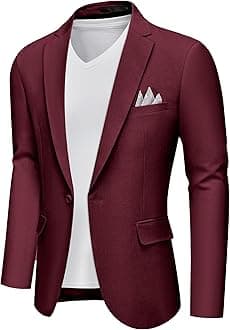 MAGE MALE Men's Slim Fit Blazer Jackets Suit One Button Lightweight Sport Coats Casual Blazer