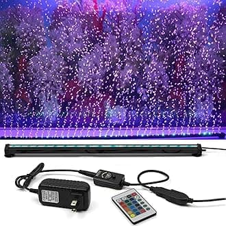 SZMiNiLEDSubmersible Aquarium Light:Fish Tank Light with Air Bubble Hole-RGB Color Changing Brightness Adjustable IP68 Waterproof Remote Control LED Light for Aquarium Fish Tank 12 inch