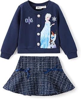 DisneyFrozen Elsa Anna Princess Ariel Cinderella Minnie Toddler Girl Fall Winter Outfits Jacket and Skirt Set 2Pcs 2-6 Years