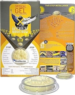 Bird Barrier Optical Gel (24 Pack) Multi-Sensory Bird Repellent. Seen as Dishes of Fire that scares birds away. Humane Alternative to Bird Spikes. Effective as a Woodpecker, Pigeon and Bird Deterrent
