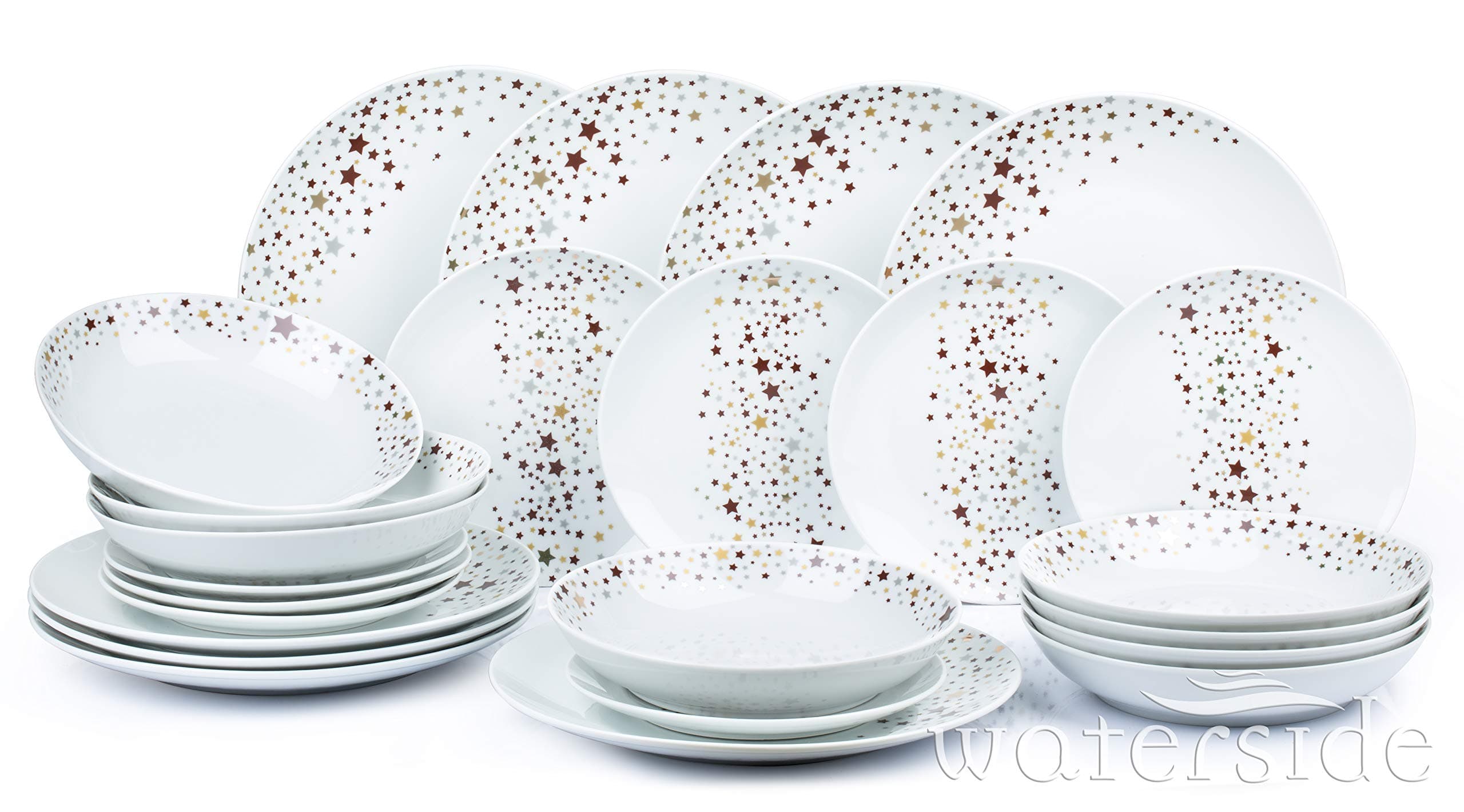 Waterside Gold Star Dinner Set, 24 Piece