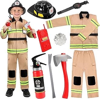 GIFTINBOX Firefighter Costume For Boys,Fireman Costume For Boys With Accessories Toddler Halloween Costumes For Kids 3-12…