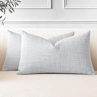 JOTOM Set of 2 Cushion Covers 30x50 cm Linen Blue Grey Decorative Throw Pillow Covers 12x20 Inch Lumbar Cushion Case Home Decor Pillowcases for Couch Sofa Living Room Bed (Blue Grey)